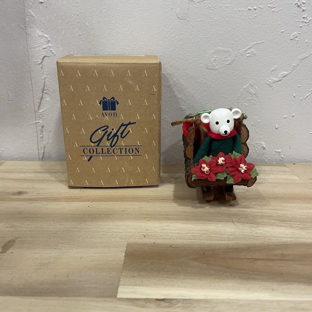 I rage Avon Log Cabin Cutie Ornament Polar Bear Christmas